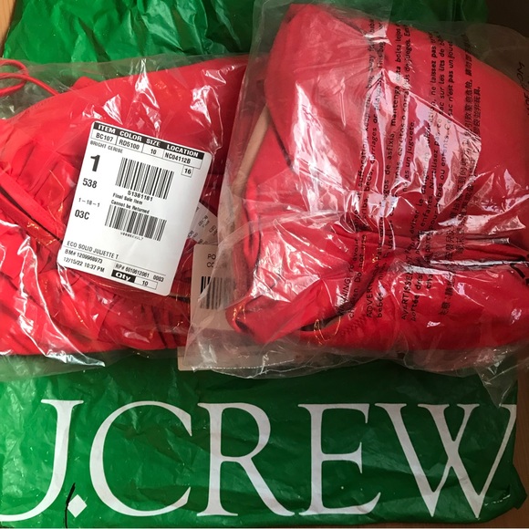 ❤️ J. Crew Ruffle plunge one-piece Red - Picture 4 of 5